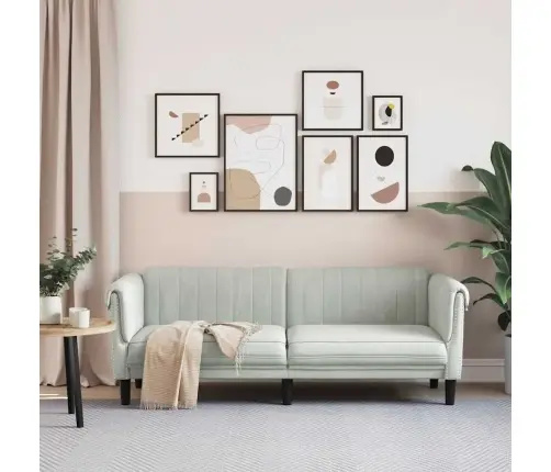 Trīsvietīgs Dīvāns, Gaiši Pelēks, Samts Vidaxl