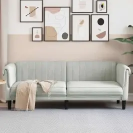 Trīsvietīgs Dīvāns, Gaiši Pelēks, Samts Vidaxl