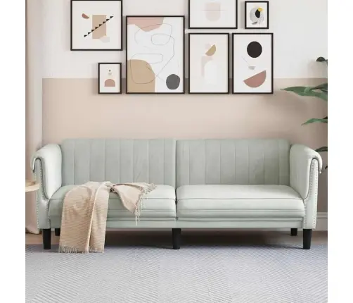 Trīsvietīgs Dīvāns, Gaiši Pelēks, Samts Vidaxl