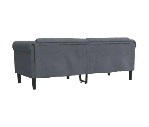 Trivietė Sofa, Tamsiai Pilkos Spalvos, Aksomas