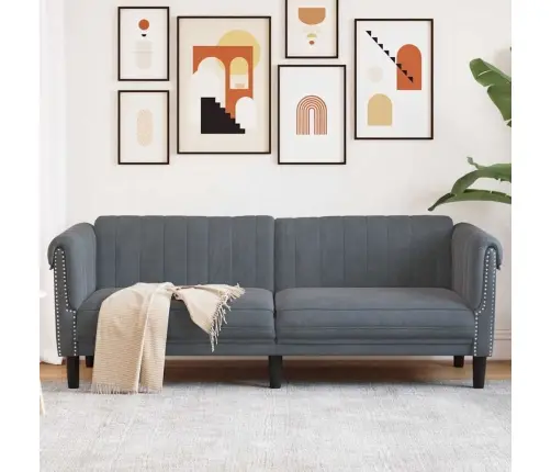 Trivietė Sofa, Tamsiai Pilkos Spalvos, Aksomas