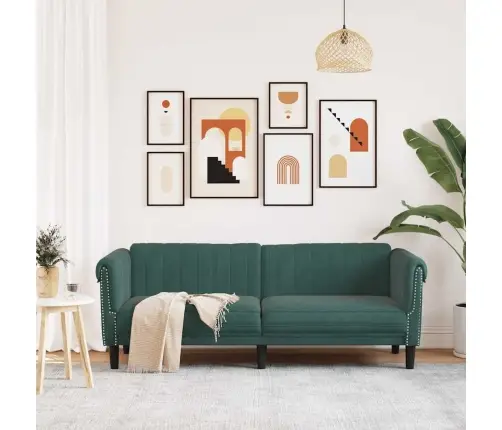 Trīsvietīgs Dīvāns, Tumši Zaļš, Samts Vidaxl