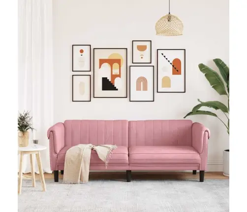 Trīsvietīgs Dīvāns, Rozā, Samts Vidaxl