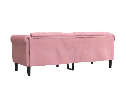 Trīsvietīgs Dīvāns, Rozā, Samts Vidaxl