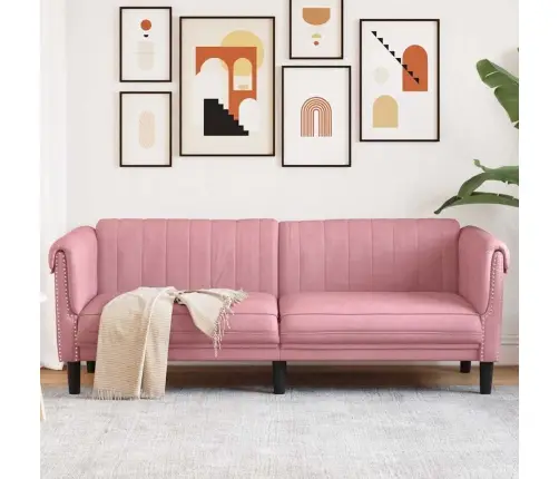 Trīsvietīgs Dīvāns, Rozā, Samts Vidaxl