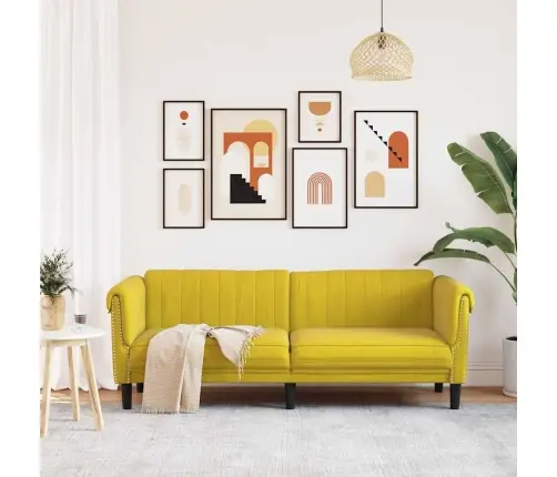 Trīsvietīgs Dīvāns, Dzeltens, Samts Vidaxl