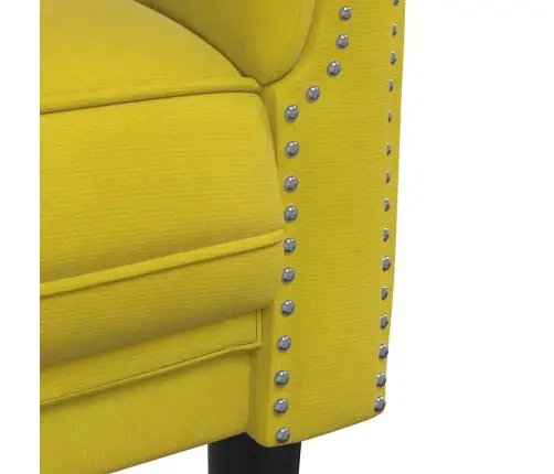 Trīsvietīgs Dīvāns, Dzeltens, Samts Vidaxl