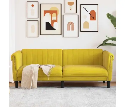 Trīsvietīgs Dīvāns, Dzeltens, Samts Vidaxl