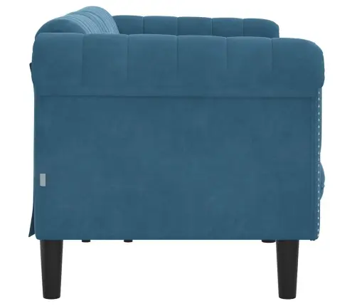 Trīsvietīgs Dīvāns, Zils, Samts Vidaxl