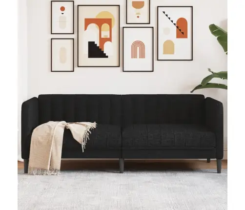 Divvietīgs Dīvāns, Melns Audums Vidaxl