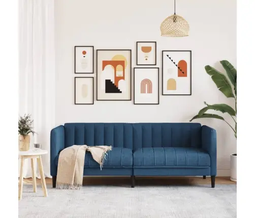 Dvivietė Sofa, Mėlynos Spalvos, Audinys