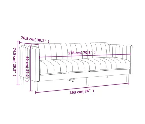 Trīsvietīgs Dīvāns, Gaiši Pelēks Audums Vidaxl