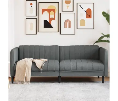 Trīsvietīgs Dīvāns, Tumši Pelēks Audums Vidaxl