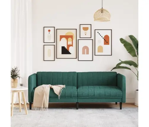 Trīsvietīgs Dīvāns, Tumši Zaļš, Audums Vidaxl