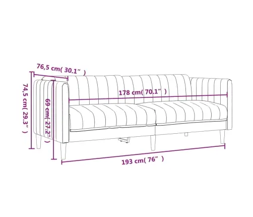 Trīsvietīgs Dīvāns, Tumši Zaļš, Audums Vidaxl
