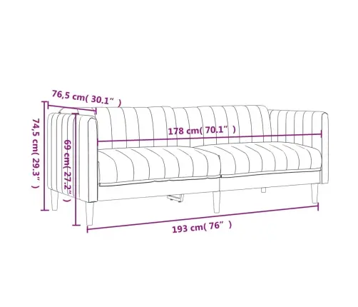 Trivietė Sofa, Taupe Spalvos, Audinys