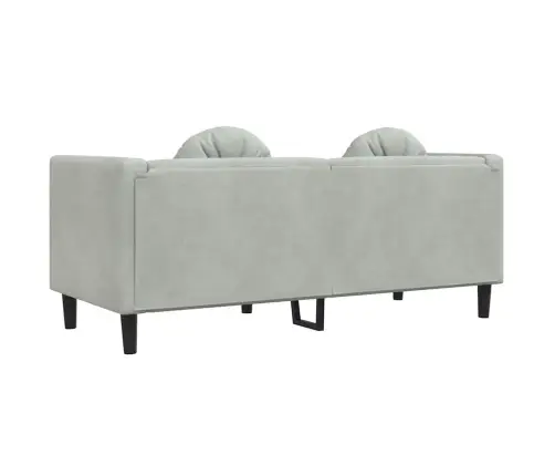 Dvivietė Sofa Su Pagalvėlėmis, Šviesiai Pilkos Spalvos, Aksomas