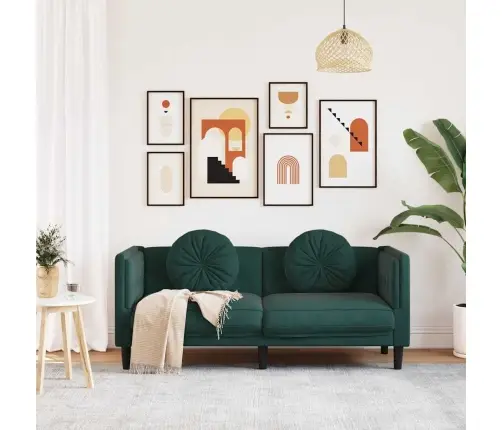 Divvietīgs Dīvāns Ar Matračiem, Tumši Zaļš Samts Vidaxl