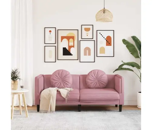 Divvietīgs Dīvāns Ar Matračiem, Rozā Samts Vidaxl