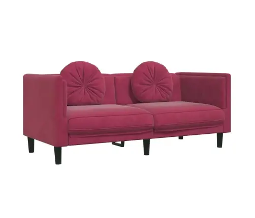 Dvivietė Sofa Su Pagalvėlėmis, Vyno Raudonos Spalvos, Aksomas