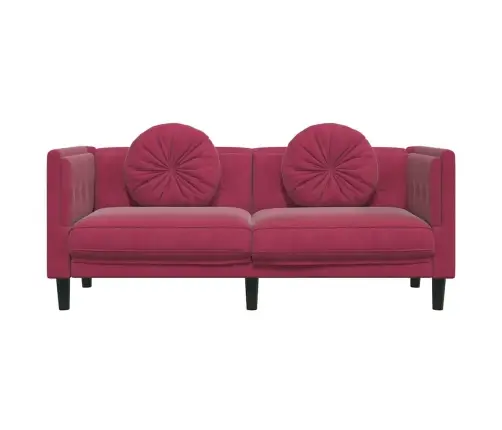 Dvivietė Sofa Su Pagalvėlėmis, Vyno Raudonos Spalvos, Aksomas