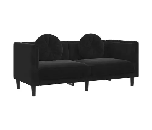 Divvietīgs Dīvāns Ar Matračiem, Melns Samts Vidaxl