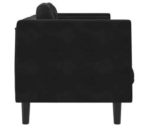 Divvietīgs Dīvāns Ar Matračiem, Melns Samts Vidaxl