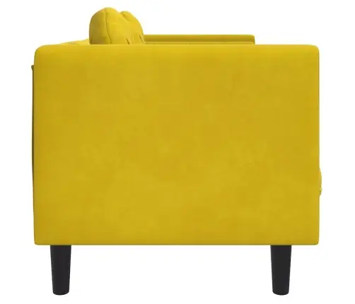 Dvivietė Sofa Su Pagalvėlėmis, Geltonos Spalvos, Aksomas
