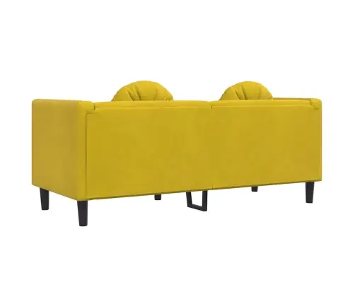 Dvivietė Sofa Su Pagalvėlėmis, Geltonos Spalvos, Aksomas