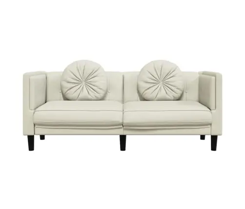 Divvietīgs Dīvāns Ar Matračiem, Krēmkrāsas Samts Vidaxl