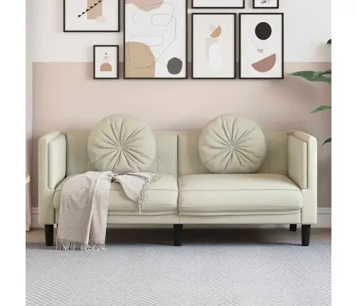 Divvietīgs Dīvāns Ar Matračiem, Krēmkrāsas Samts Vidaxl