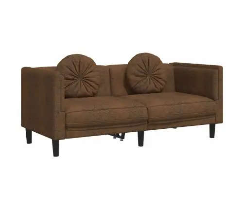 Dvivietė Sofa Su Pagalvėlėmis, Ruda, Dirbtinė Versta Oda