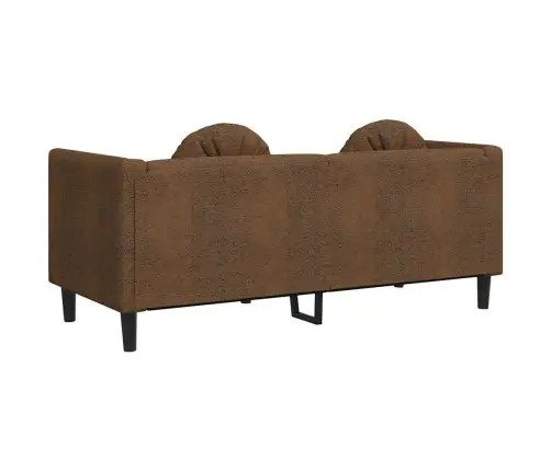 Dvivietė Sofa Su Pagalvėlėmis, Ruda, Dirbtinė Versta Oda