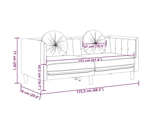 Dvivietė Sofa Su Pagalvėlėmis, Ruda, Dirbtinė Versta Oda