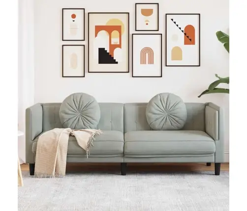 Trīsvietīgs Dīvāns Ar Matračiem, Gaiši Pelēks Samts Vidaxl