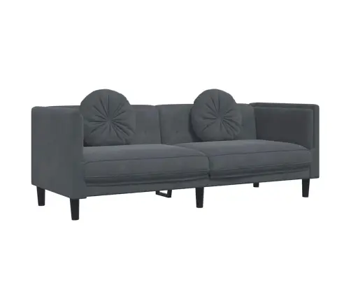 Trīsvietīgs Dīvāns Ar Matračiem, Tumši Pelēks Samts Vidaxl