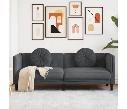 Trīsvietīgs Dīvāns Ar Matračiem, Tumši Pelēks Samts Vidaxl