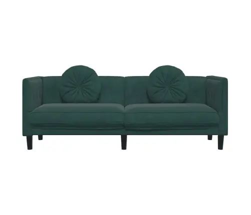 Trīsvietīgs Dīvāns Ar Matračiem, Tumši Zaļš Samts Vidaxl