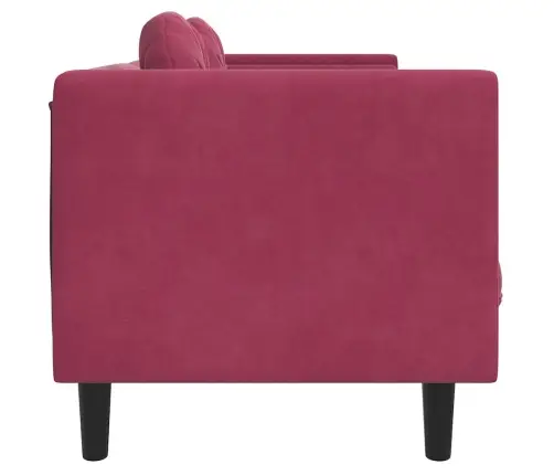Trivietė Sofa Su Pagalvėlėmis, Vyno Raudonos Spalvos, Aksomas