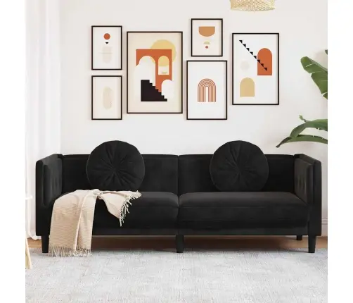 Diivan Patjadega 3-Kohaline, Must, Samet