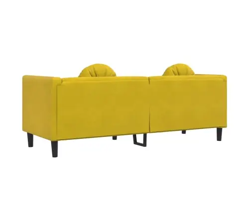 Trīsvietīgs Dīvāns Ar Matračiem, Dzeltens Samts Vidaxl