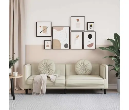 Trīsvietīgs Dīvāns Ar Matračiem, Krēmkrāsas Samts Vidaxl