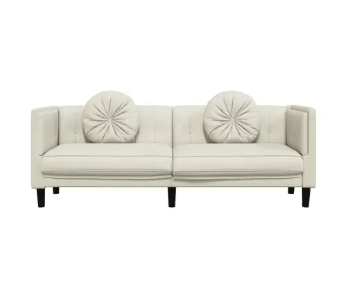 Trīsvietīgs Dīvāns Ar Matračiem, Krēmkrāsas Samts Vidaxl