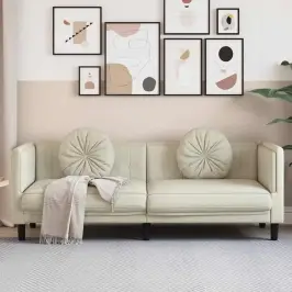 Trīsvietīgs Dīvāns Ar Matračiem, Krēmkrāsas Samts Vidaxl Trīsvietīgs Dīvāns Ar Matračiem, Krēmkrāsas Samts Vidaxl