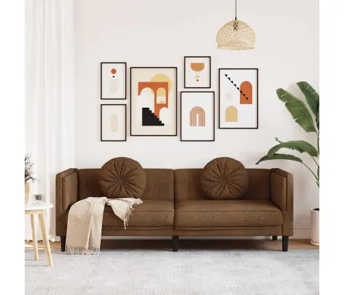 Diivan Patjadega 3-Kohaline, Pruun, Kunstseemisnahk