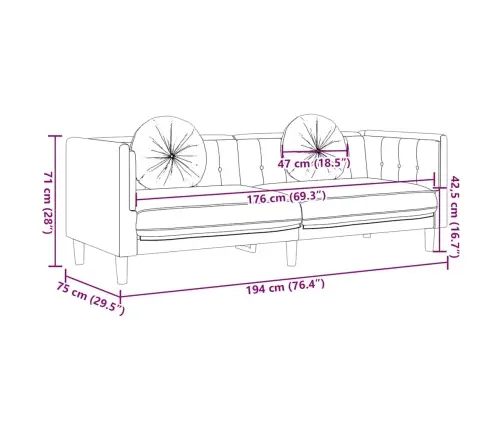Diivan Patjadega 3-Kohaline, Pruun, Kunstseemisnahk