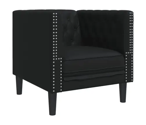 Chesterfield Sofos Kėdė Juoda Dirbtinė Oda