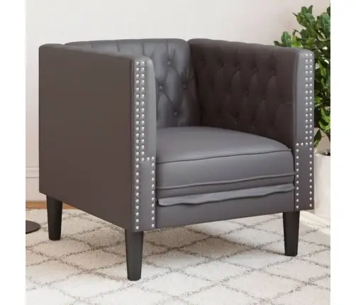 Chesterfield Atpūtas Krēsls, Pelēks Mākslīgā Āda Vidaxl