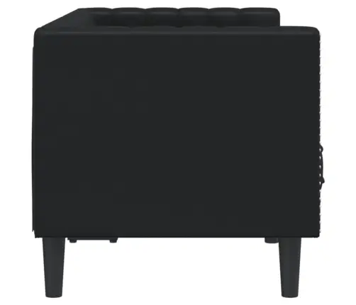 Divvietīgs Chesterfield Dīvāns, Melna Mākslīgā Āda Vidaxl