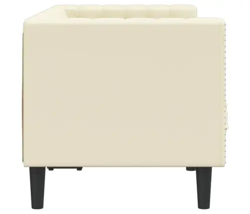 Divvietīgs Chesterfield Dīvāns, Krēmkrāsas Mākslīgā Āda Vidaxl